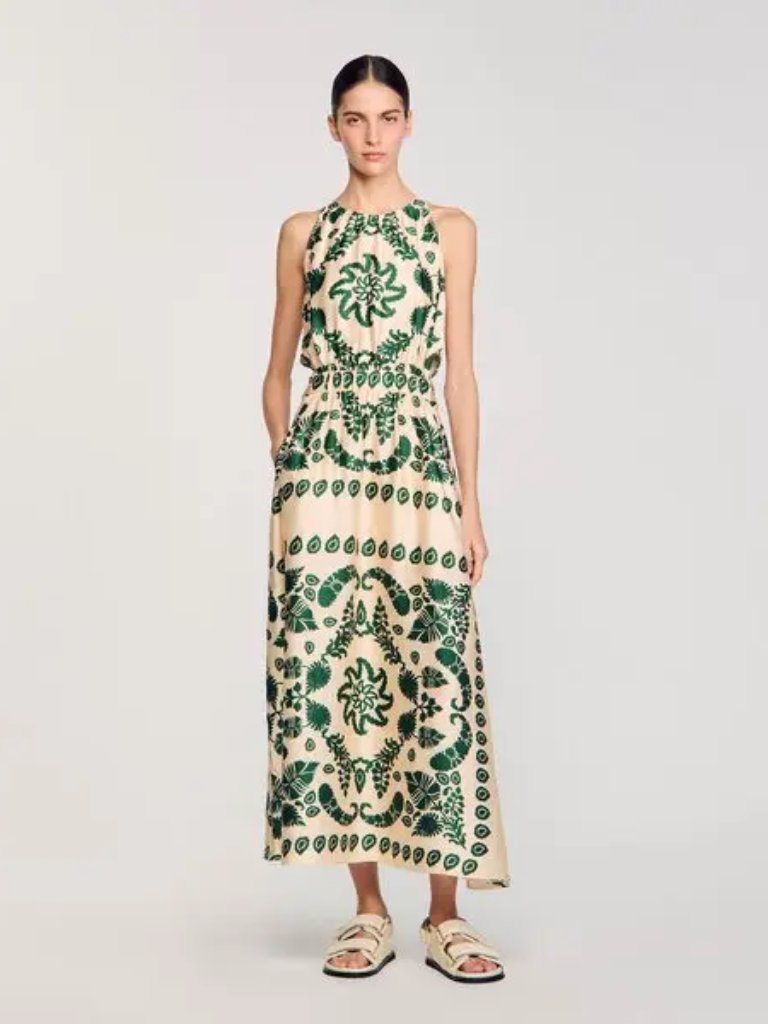 Sandro Leaf Print Maxi Dress, Size 2 / 34
